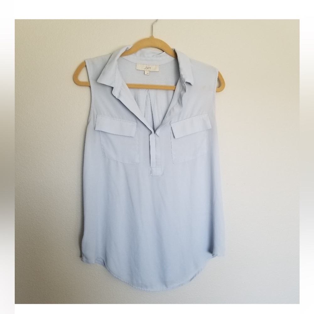 Loft Light Blue Collared Tank